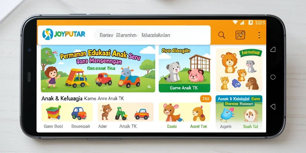 Antarmuka JOYPUTAR yang ceria dan interaktif untuk anak-anak.