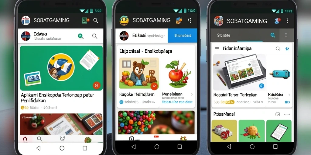 Antarmuka aplikasi Ensiklopedia SOBATGAMING yang informatif.