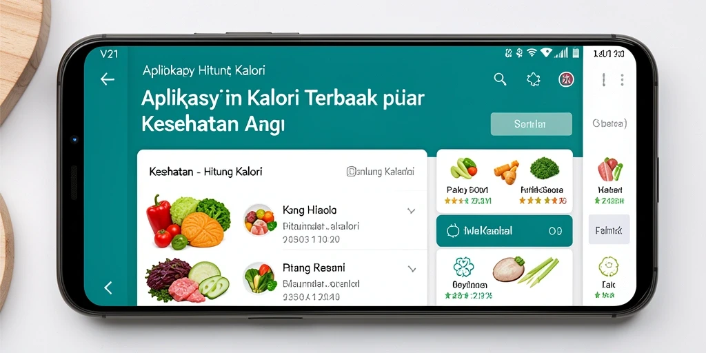 Tampilan utama aplikasi V21 dengan fitur Hitung Kalori yang menarik.