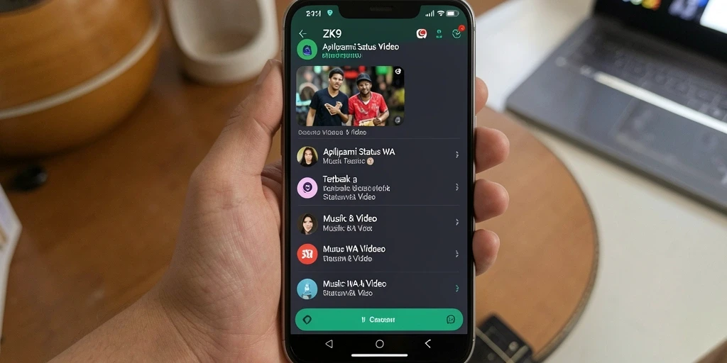 Antarmuka aplikasi ZK9 yang mudah digunakan untuk Status WA Video.